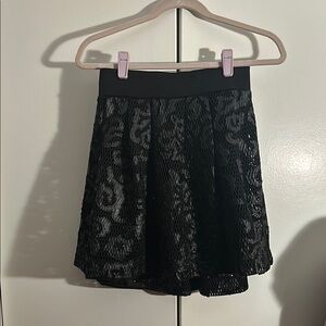 Express Black Embellished Skater Mini Skirt